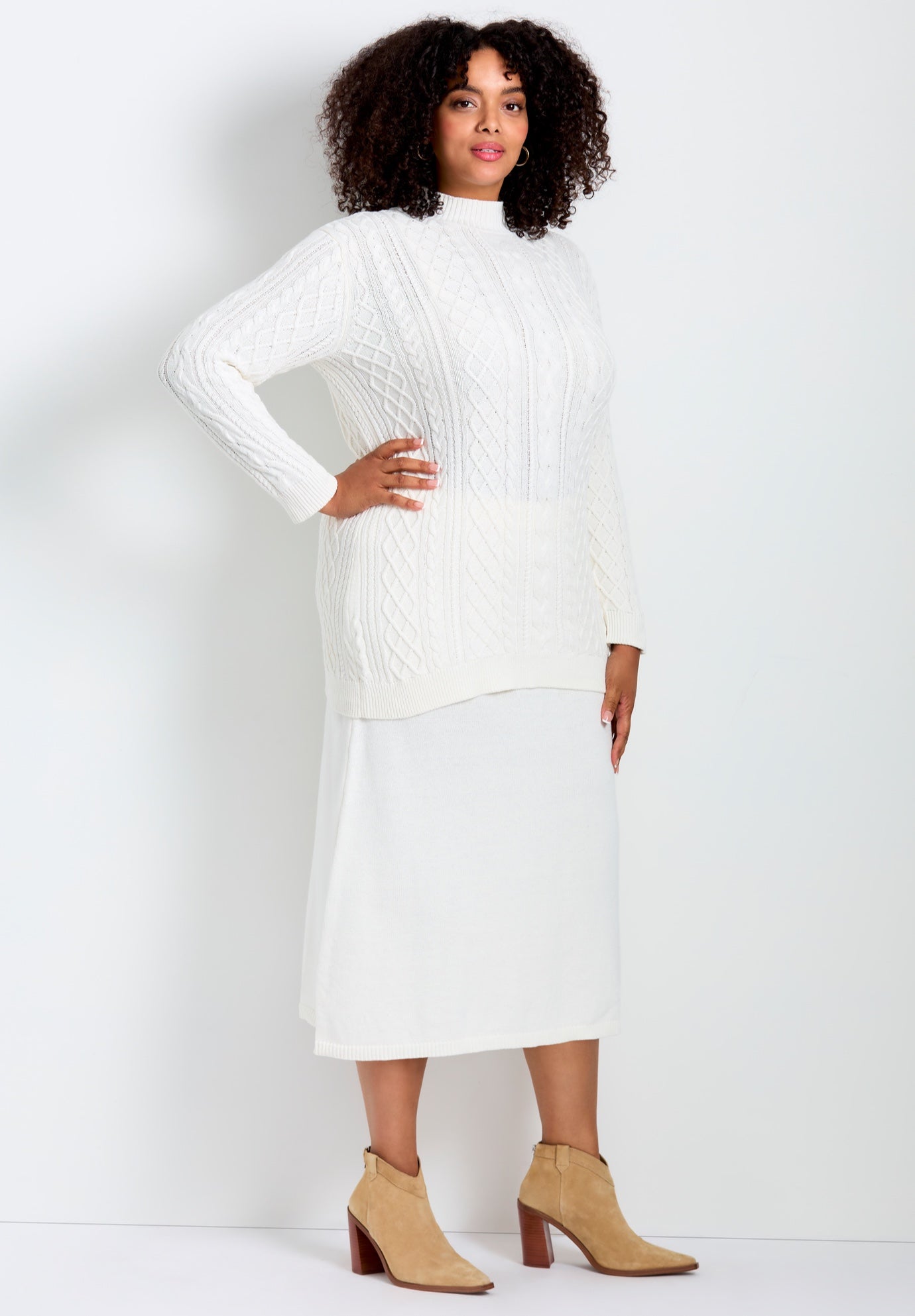 A-Line Midi Sweater Skirt image number 2