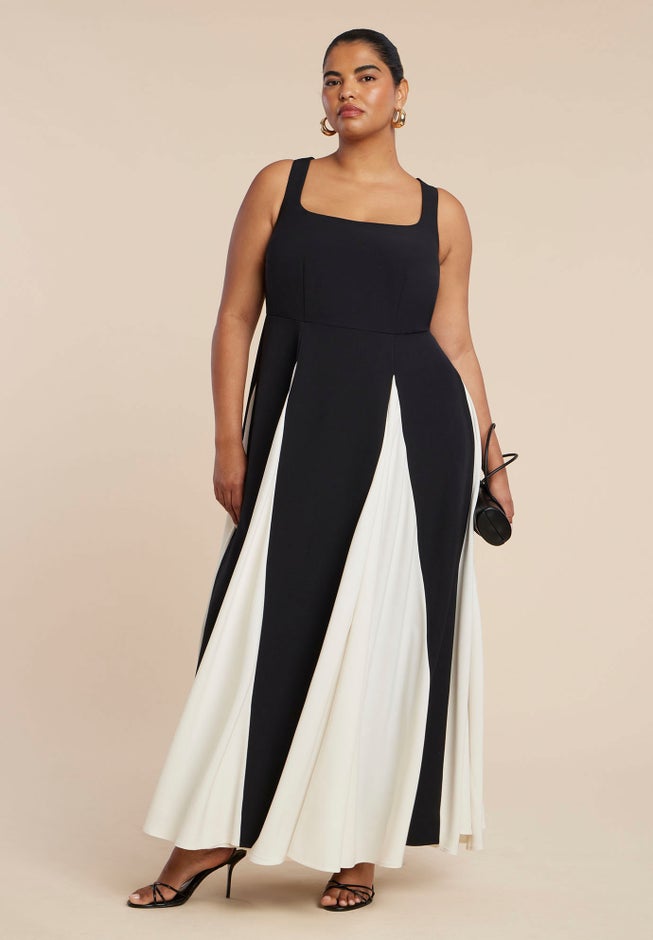 Black And White Godet Gown image number 2