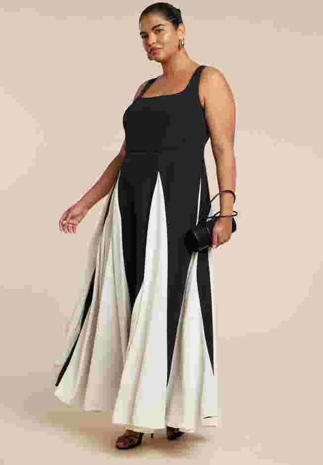 Black And White Godet Gown image number 0