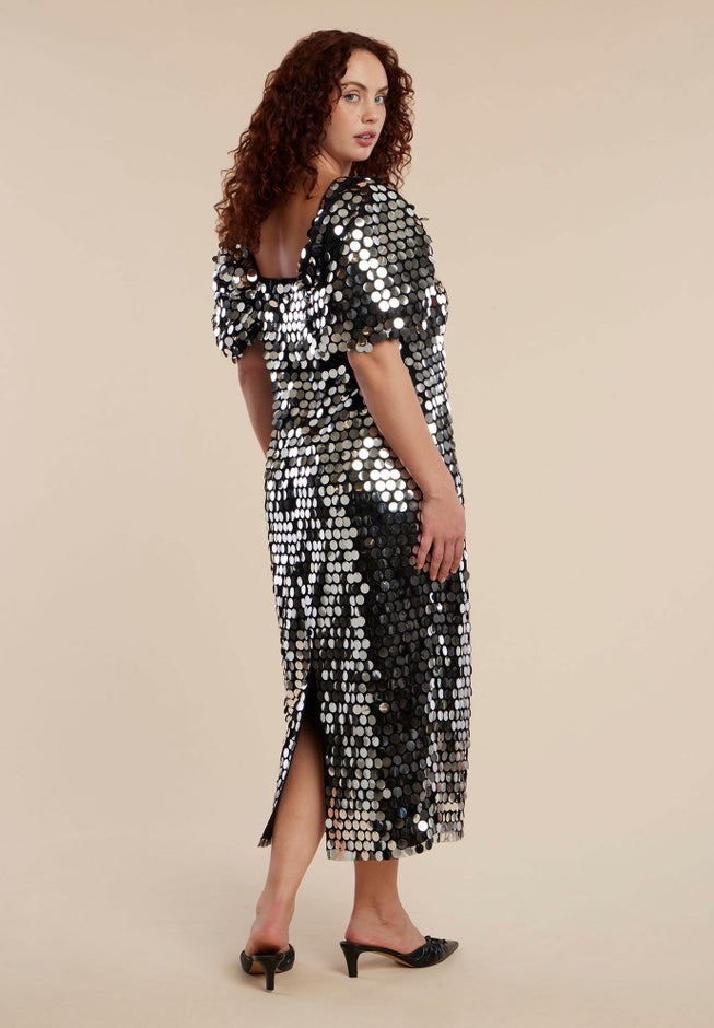 Off The Shoulder Puff Sleeve Paillette Dress image number 1