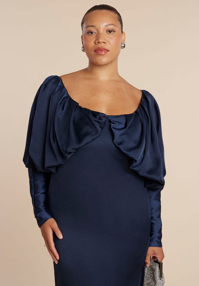 Pleated Bodice Column Dress image number 1