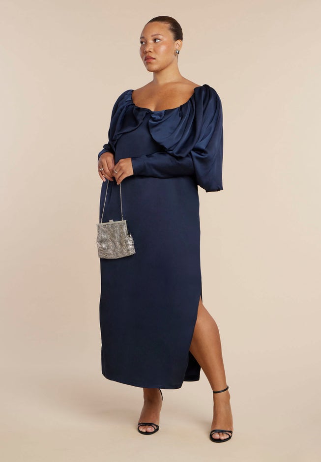 Pleated Bodice Column Dress image number 2