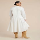 Shirred Godet Flare Poplin Dress image number null