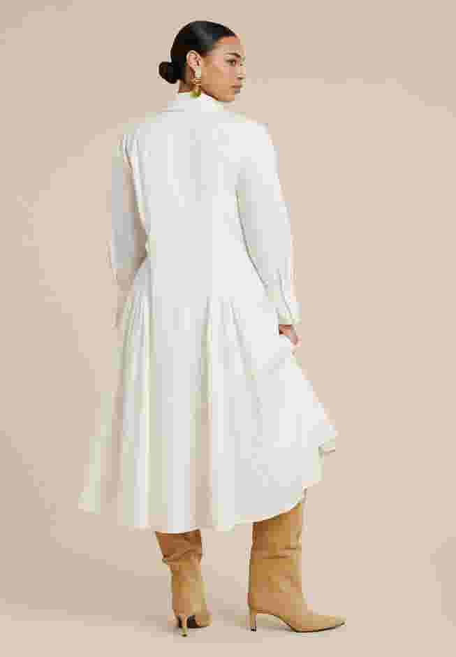 Shirred Godet Flare Poplin Dress image number 1