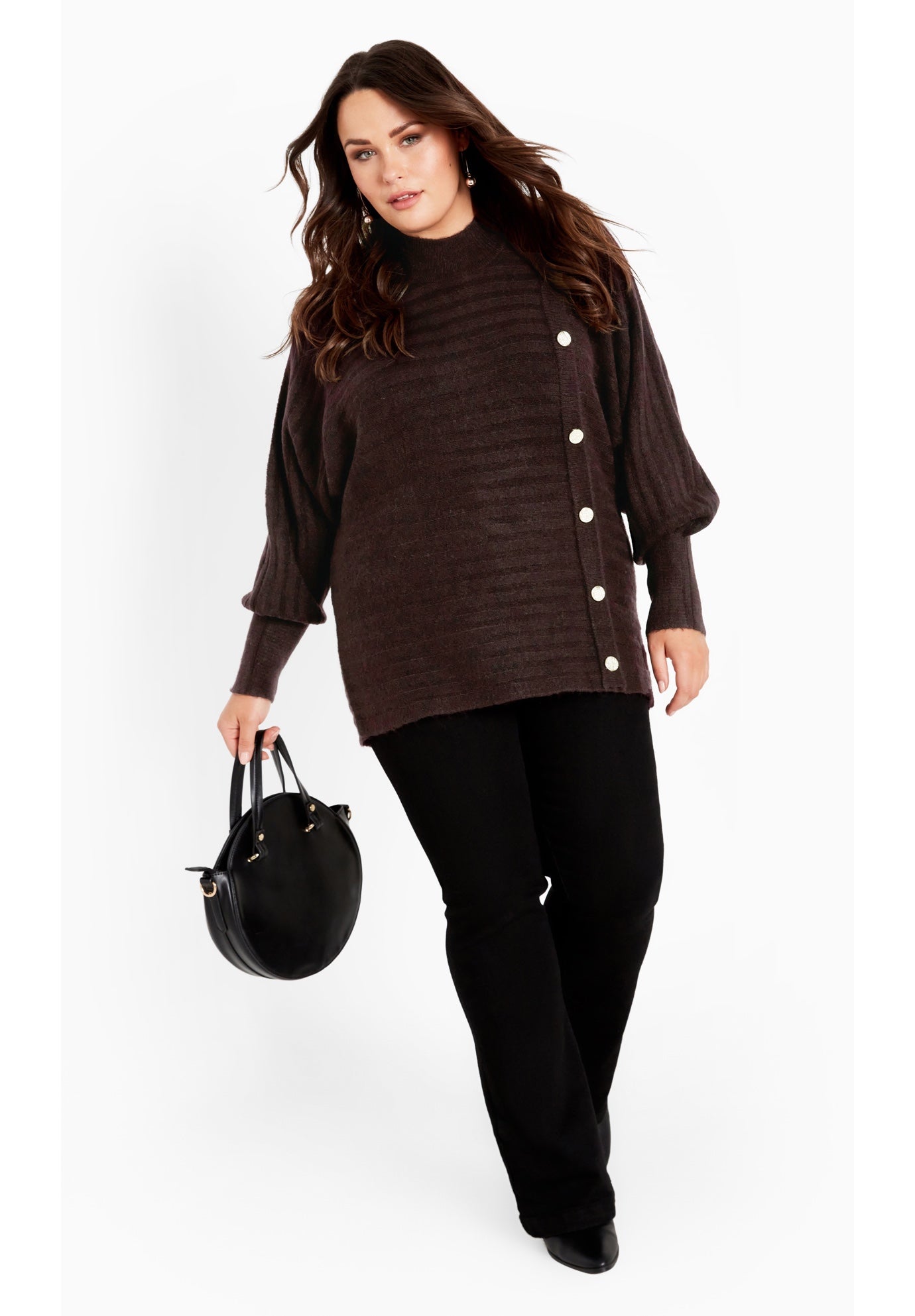 Beata Asymmetrical Button Knit Sweater image number 1
