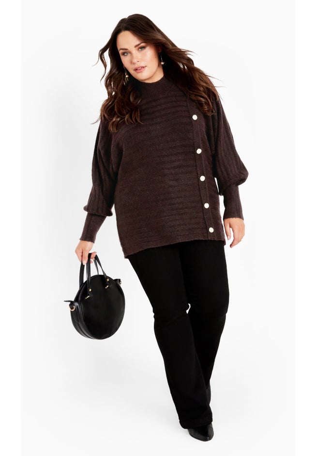 Beata Asymmetrical Button Knit Sweater image number 1