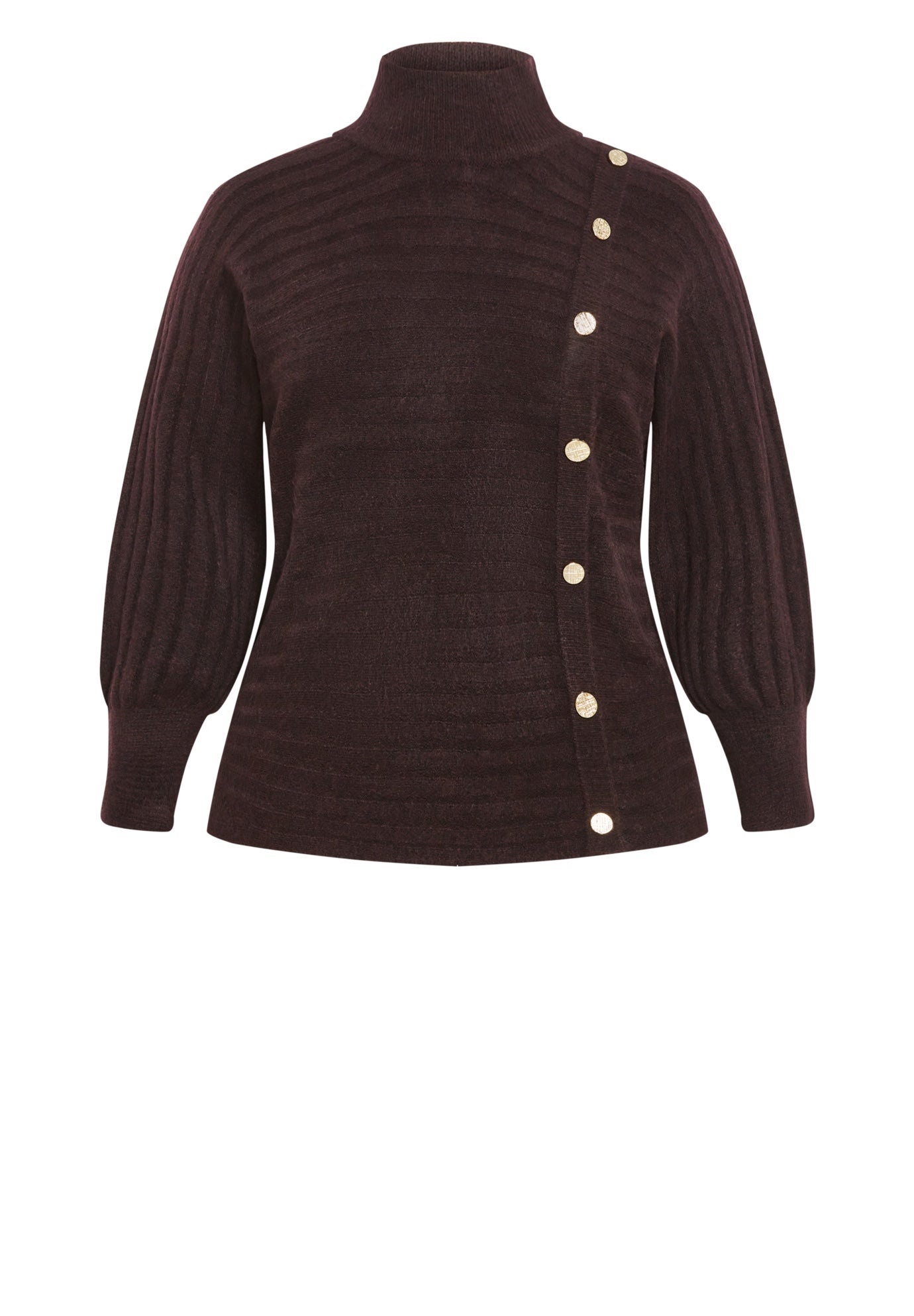 Beata Asymmetrical Button Knit Sweater image number 4