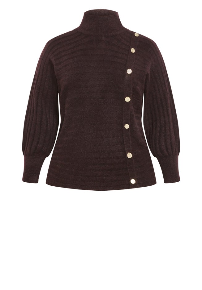 Beata Asymmetrical Button Knit Sweater image number 4