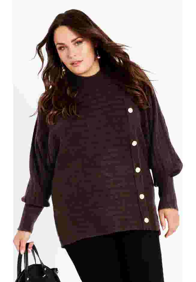 Beata Asymmetrical Button Knit Sweater image number 0