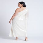  One Shoulder Dramatic Sleeve Sequin Dress image number null