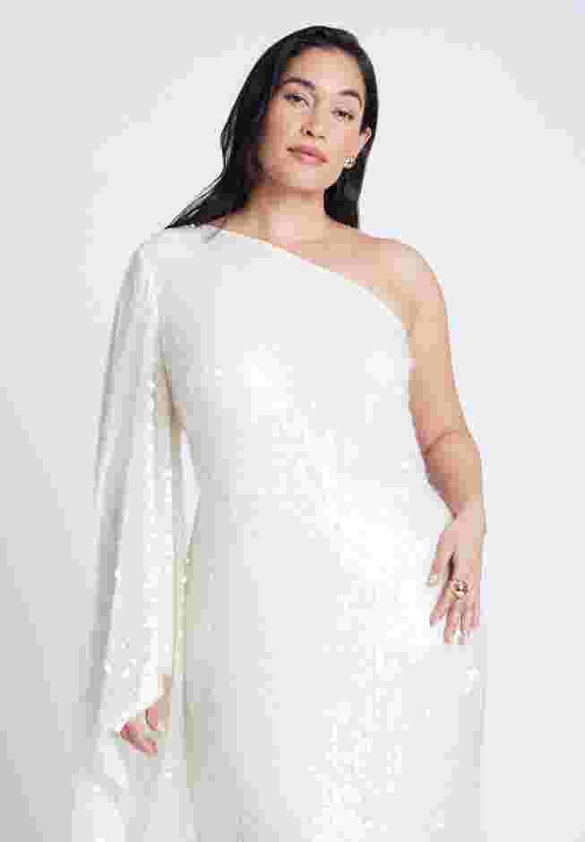  One Shoulder Dramatic Sleeve Sequin Dress image number 2