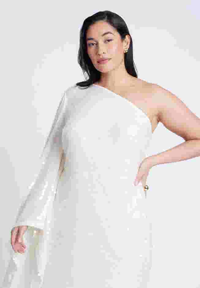  One Shoulder Dramatic Sleeve Sequin Dress image number 3
