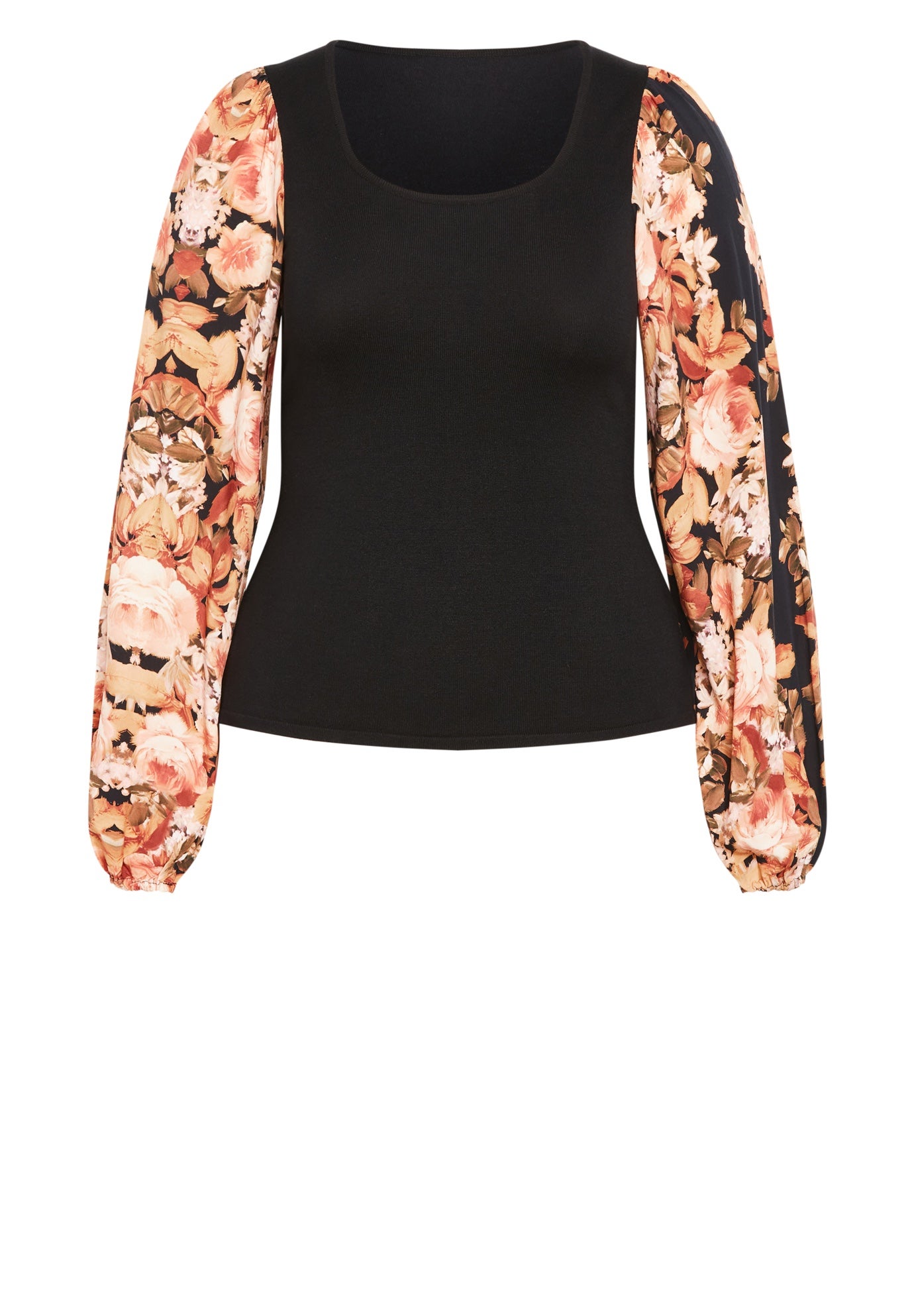 May Contrast Floral Sleeve Sweater image number 3