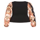 May Contrast Floral Sleeve Sweater image number null