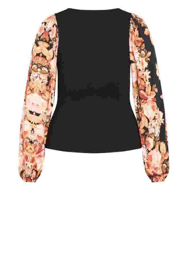 May Contrast Floral Sleeve Sweater image number 4