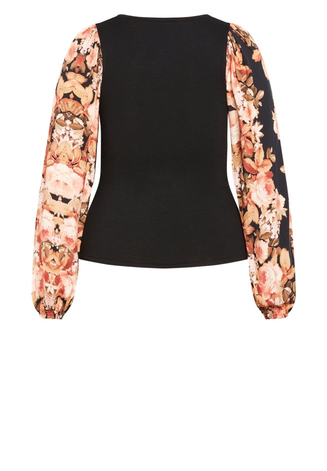 May Contrast Floral Sleeve Sweater image number 4