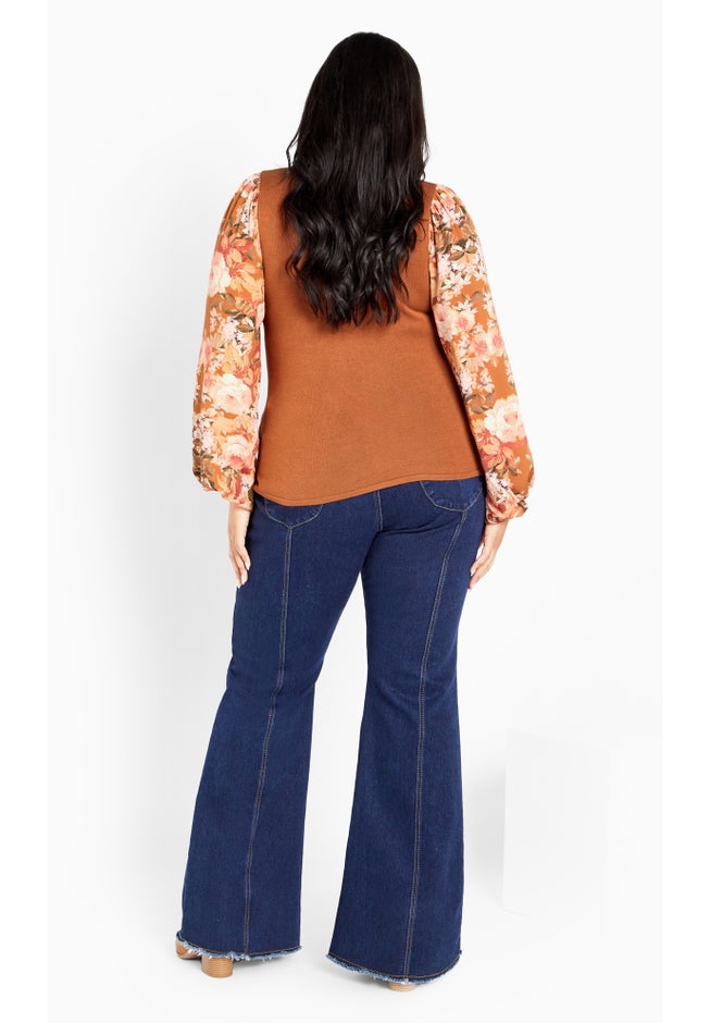 May Contrast Floral Sleeve Sweater image number 2