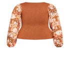 May Contrast Floral Sleeve Sweater image number null