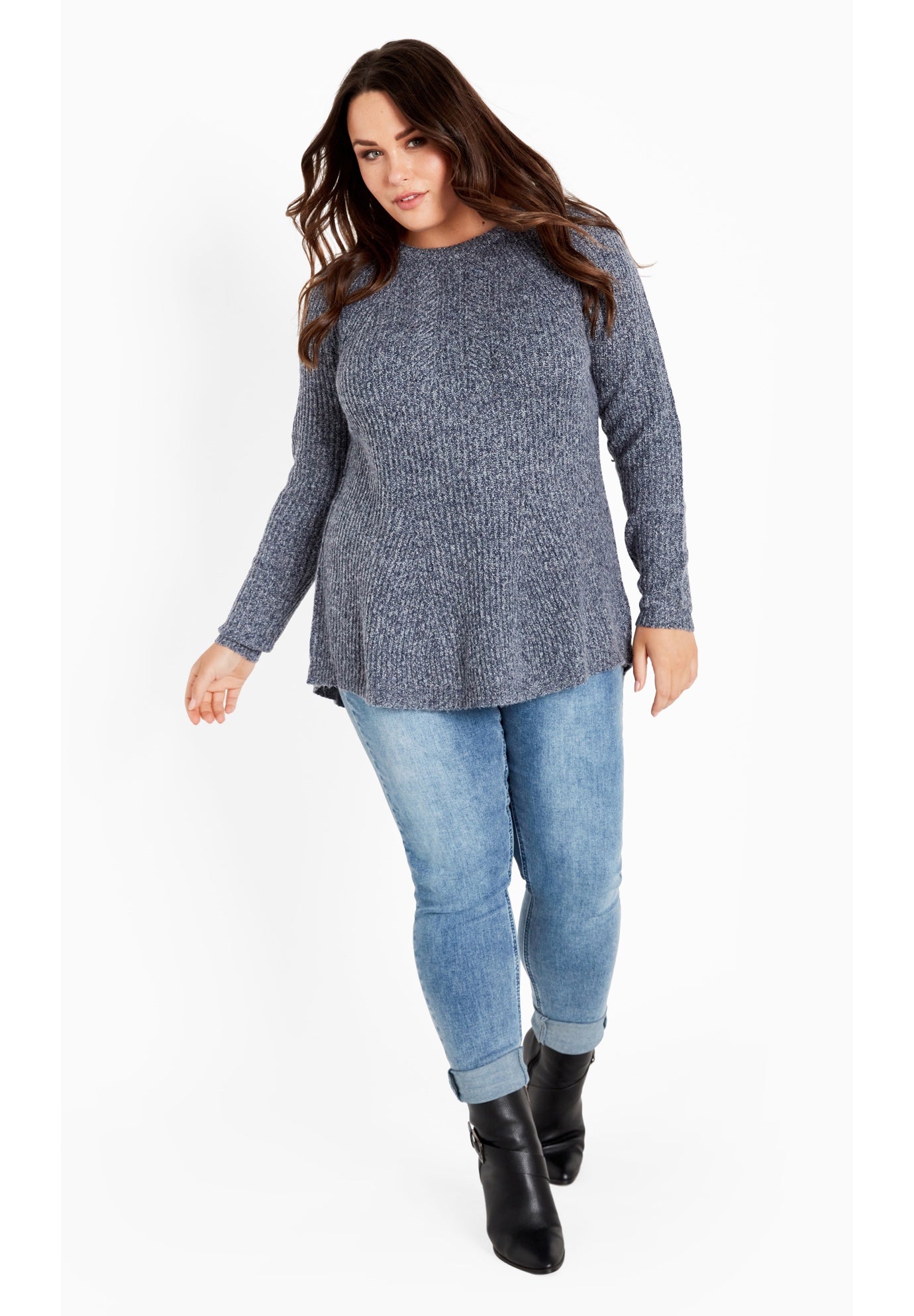 Tia Curved Hem Tunic Sweater image number 2