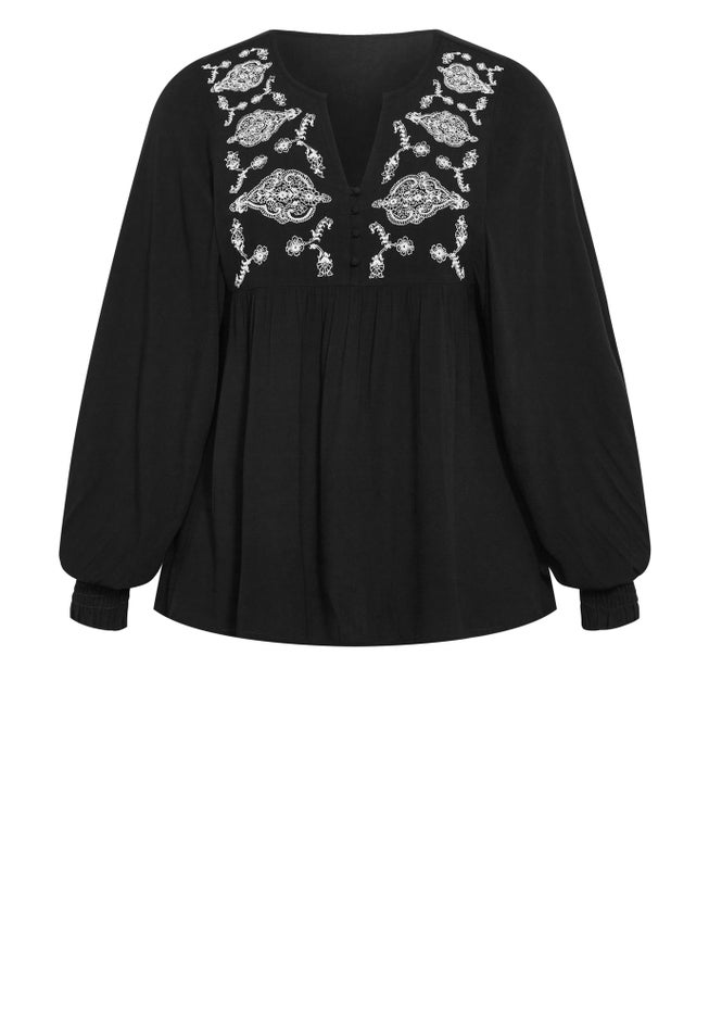 Amahle Lace Embroidered Button Down Blouse image number null
