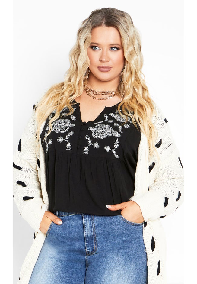Amahle Lace Embroidered Button Down Blouse image number null