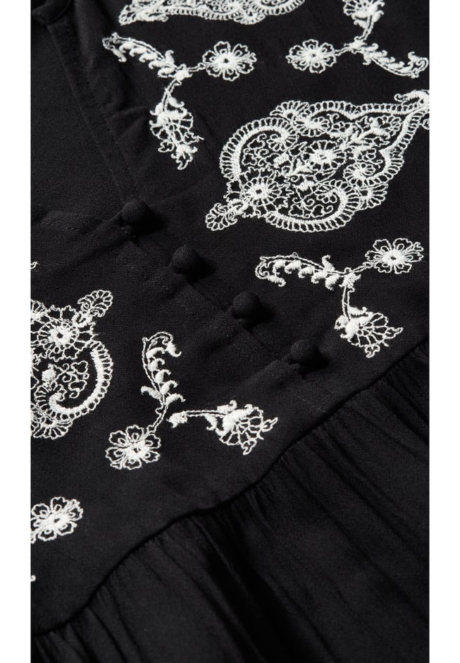Amahle Lace Embroidered Button Down Blouse image number null