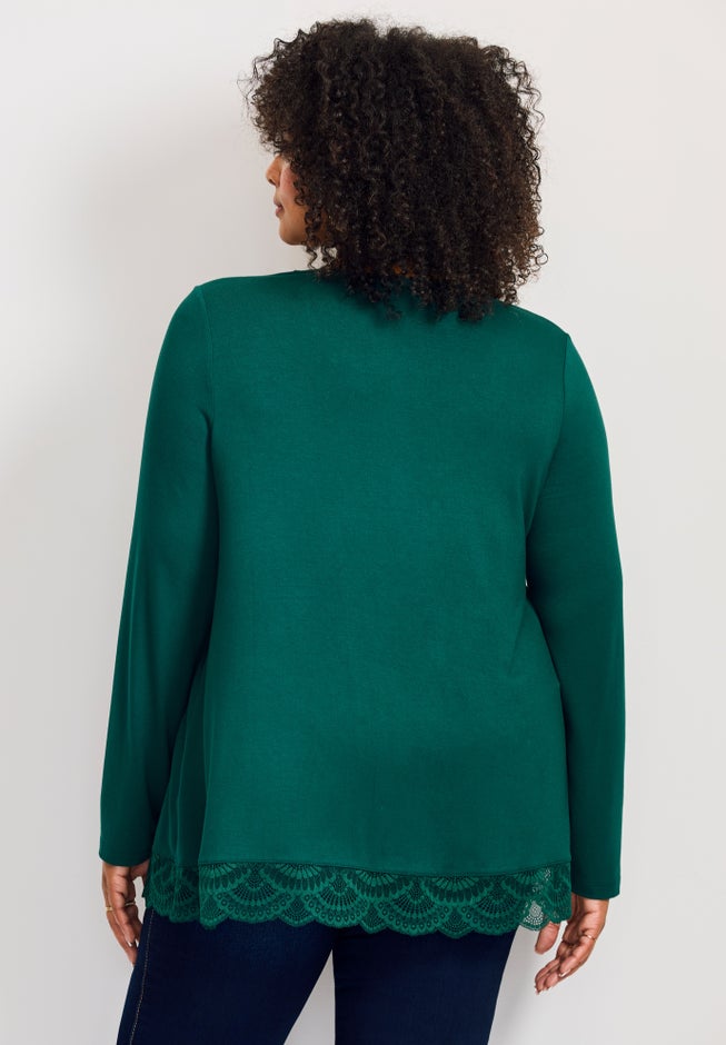 Lace Hem Crewneck Tunic image number 1