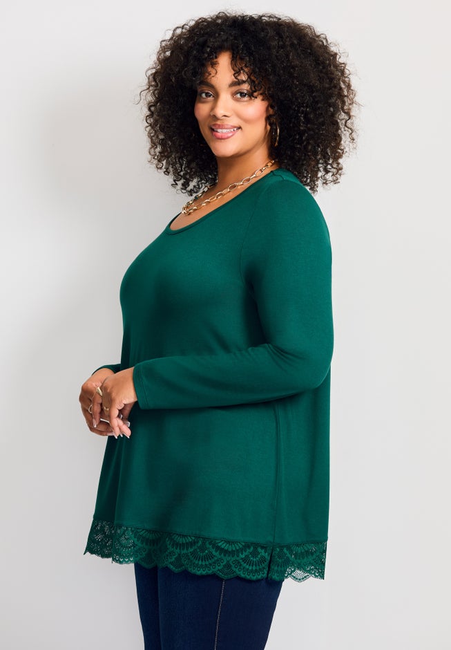 Lace Hem Crewneck Tunic image number 2