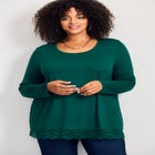 Lace Hem Crewneck Tunic image number null
