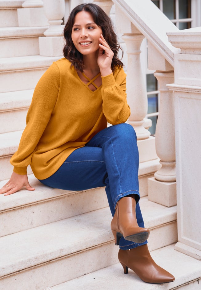 V-Neck Criss-Cross Top image number 1