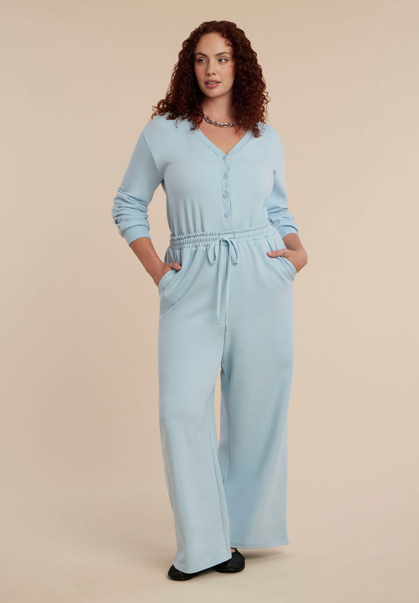 Button Up Long Sleeve Jumpsuit image number 4