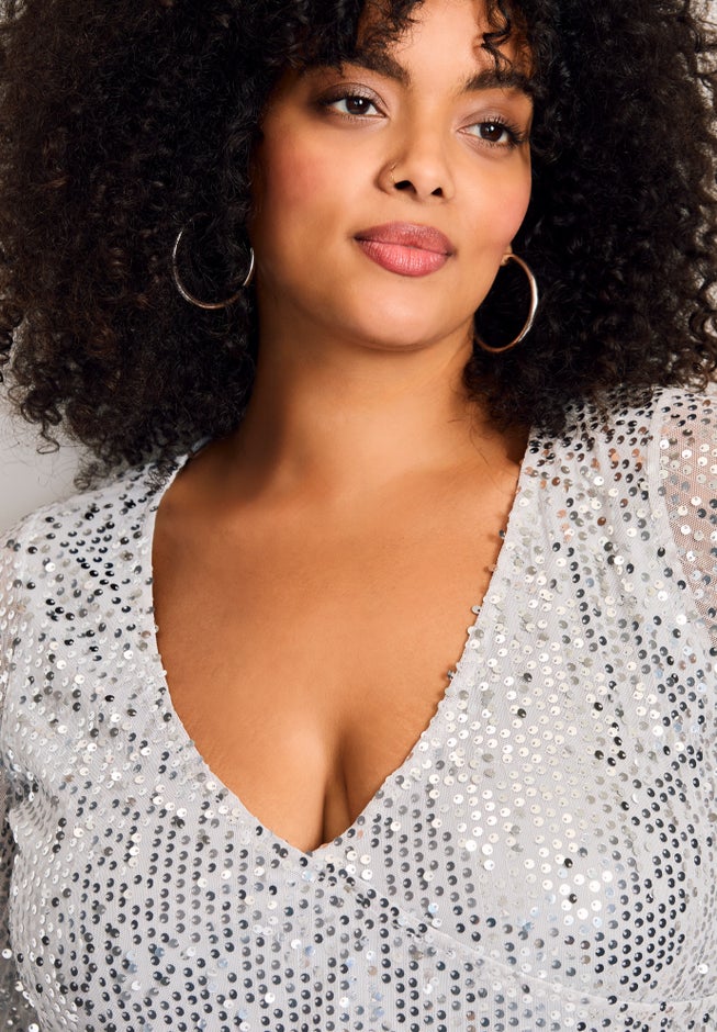 Faux Wrap Sequin Top image number 3