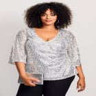 Faux Wrap Sequin Top image number null