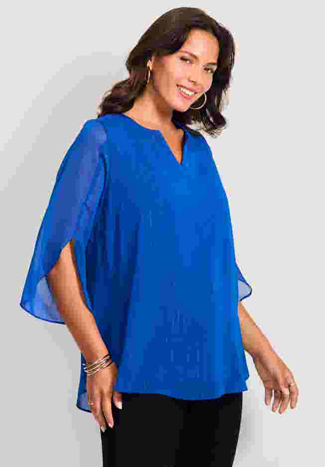 Lurex Stripe Tulip Sleeve Blouse image number 2