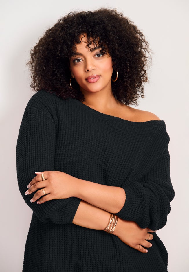 Waffle Stitch Pullover Sweater image number 1