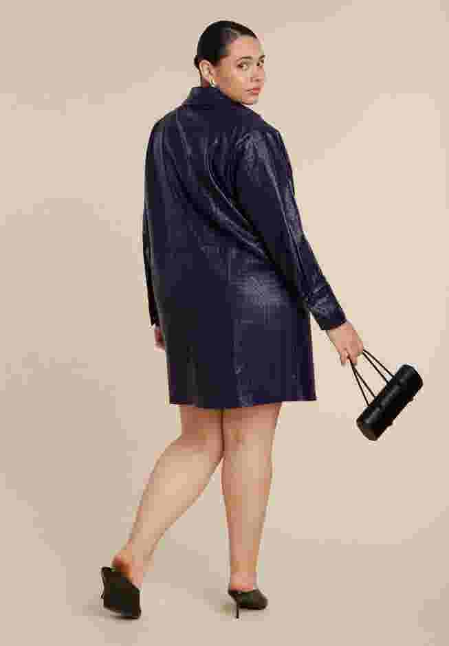 Woven Faux Leather Mini Shirt Dress image number 3