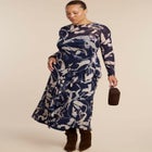 Asym Printed Midi Dress image number null