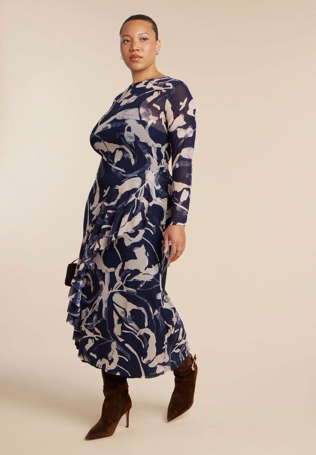 Asym Printed Midi Dress image number 3