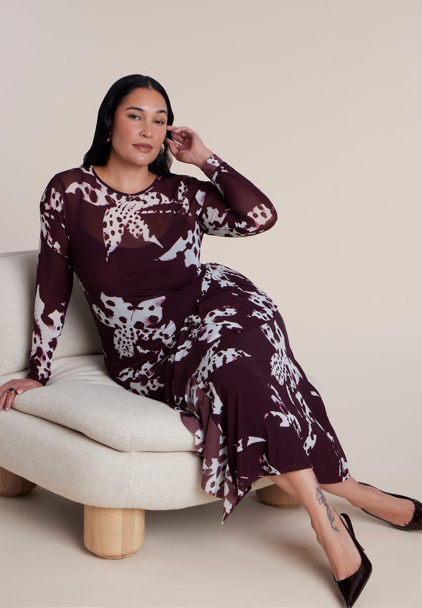 Asym Printed Midi Dress image number 3