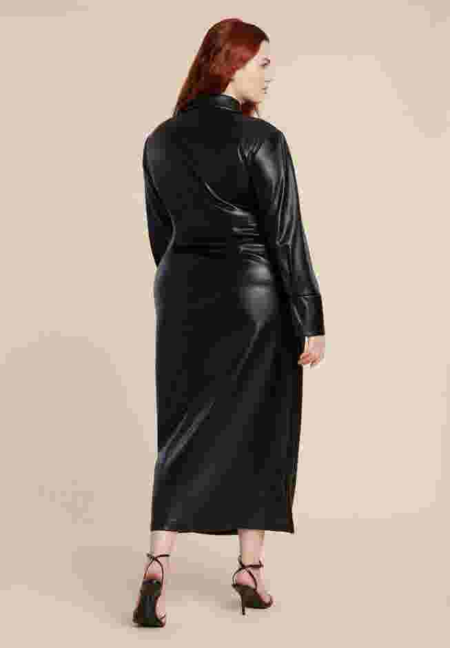 Faux Leather Shirt Dress image number 2