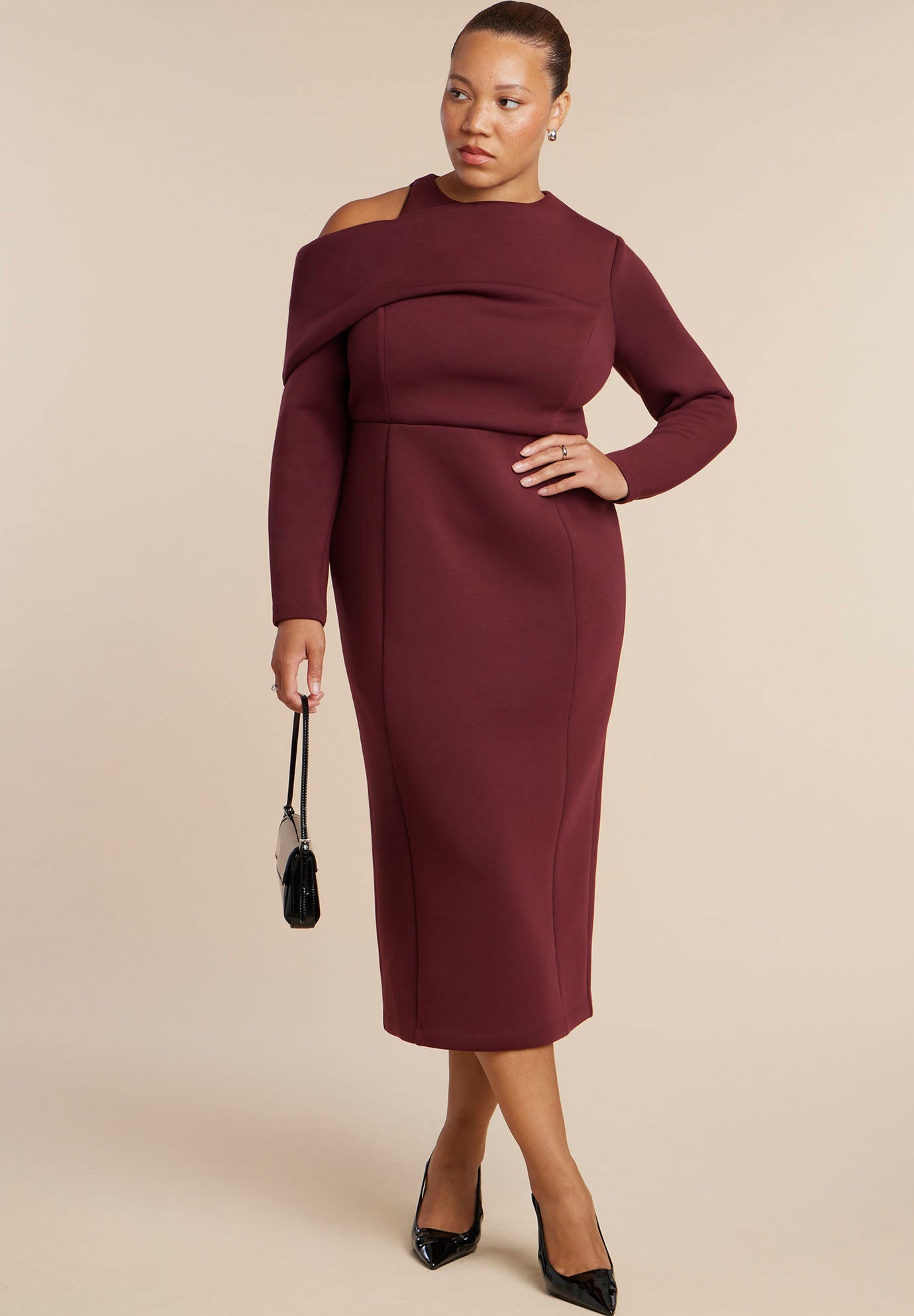 Drape Effect Midi Dress image number 4