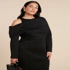 Drape Effect Midi Dress image number null