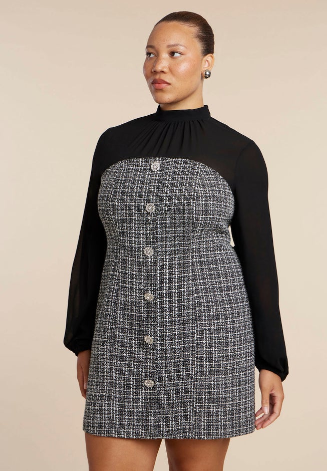 Tweed Twofer Mini Dress image number 1