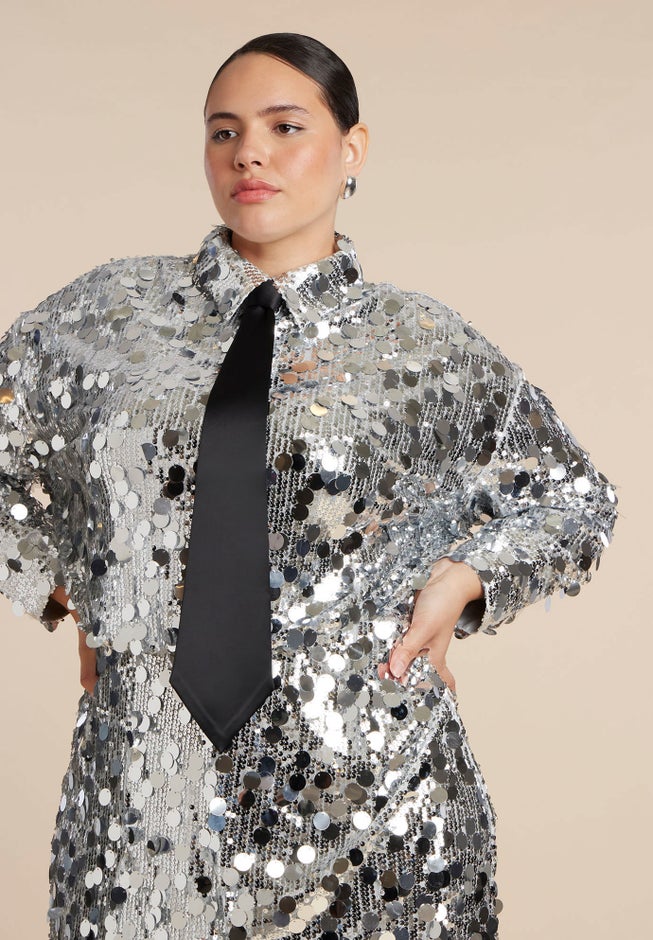 Sequin Shirt Dress image number 3