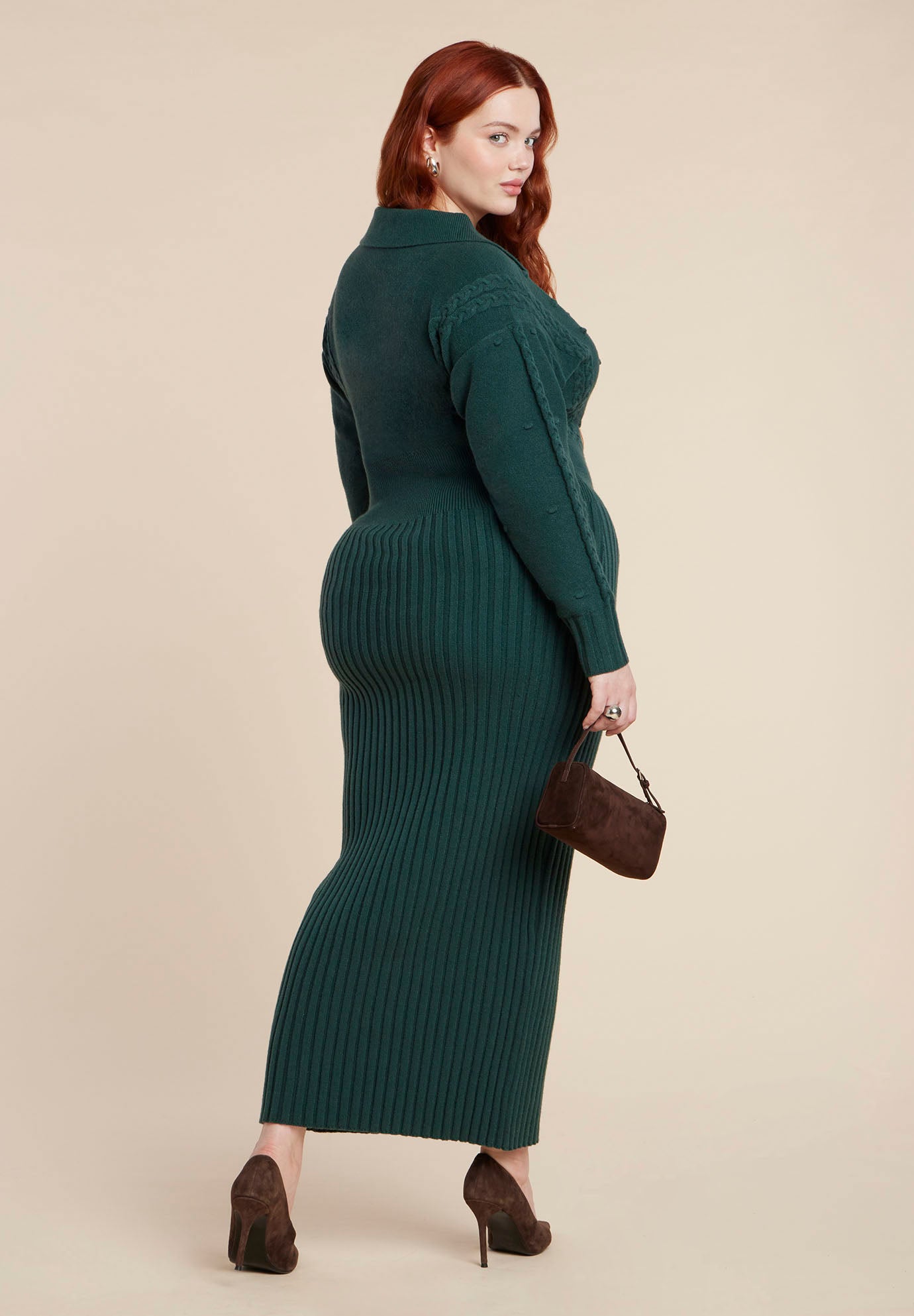 Collared Cinched Sweater Dress image number 1