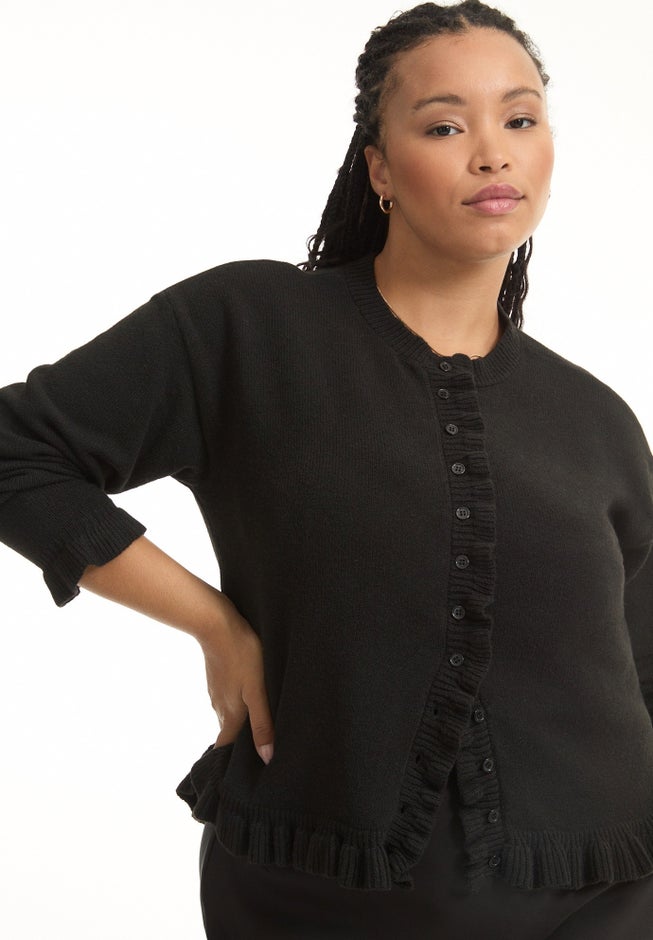 Ruffle Hem Buttoned Sweater image number 2