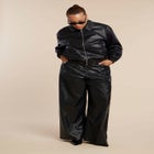 Basket Weave Faux Leather Wide Leg Pant image number null