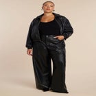 Basket Weave Faux Leather Wide Leg Pant image number null