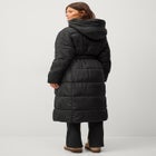 Long Belted Puffer with Hood image number 1