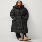 Long Belted Puffer with Hood image number 2